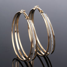 Silver Gold Plated Three Circle Earrings Wedding Jewelry  Hoop Earrings For Women SM6
