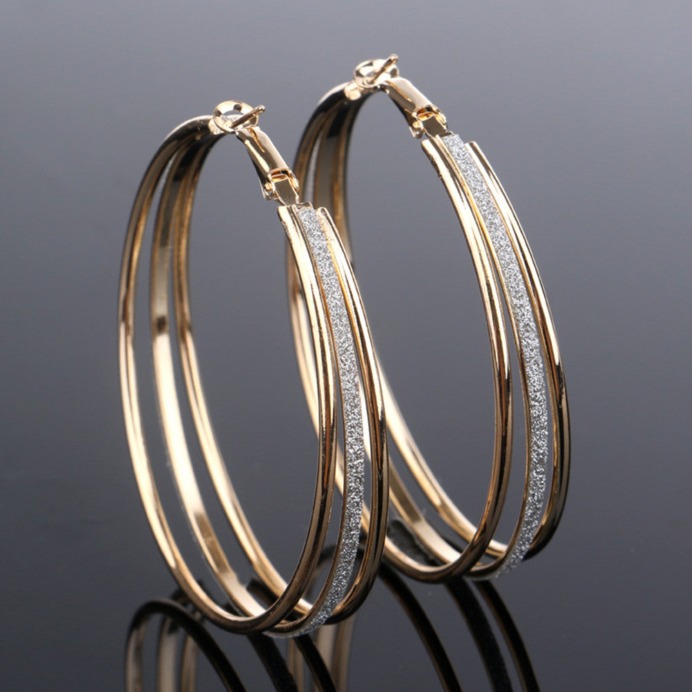 Silver Gold Plated Three Circle Earrings Wedding Jewelry  Hoop Earrings For Women SM6