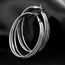 Silver Gold Plated Three Circle Earrings Wedding Jewelry  Hoop Earrings For Women SM6