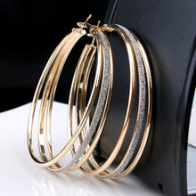 Silver Gold Plated Three Circle Earrings Wedding Jewelry  Hoop Earrings For Women SM6