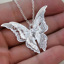3 Layer 3D Crystal Rhinestone Silver Plated Butterfly Long Necklaces Sweater Pendants Collars Jewelry SM6