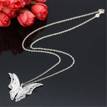 3 Layer 3D Crystal Rhinestone Silver Plated Butterfly Long Necklaces Sweater Pendants Collars Jewelry SM6