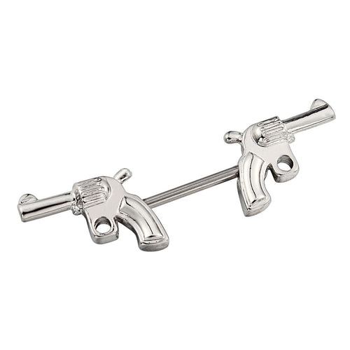316L Surgical Steel Double Guns Nipple Rings Body Jewelry Nipple Barbells SM6