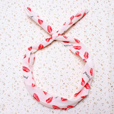 6 Colors Women Bunny Rabbit Ear Ribbon Headwear Korean Lips Hairb  Metal Wire Scarf Headb  Hair B  Accessories SM6