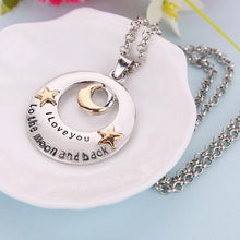 Alloy Moon   Star Pendant Necklace Mother's Day Gifts "I love you to the Moon   back" Letters Chain Necklaces SM6