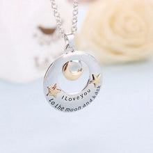 Alloy Moon   Star Pendant Necklace Mother's Day Gifts "I love you to the Moon   back" Letters Chain Necklaces SM6