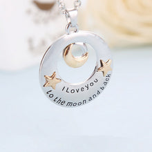 Alloy Moon   Star Pendant Necklace Mother's Day Gifts "I love you to the Moon   back" Letters Chain Necklaces SM6