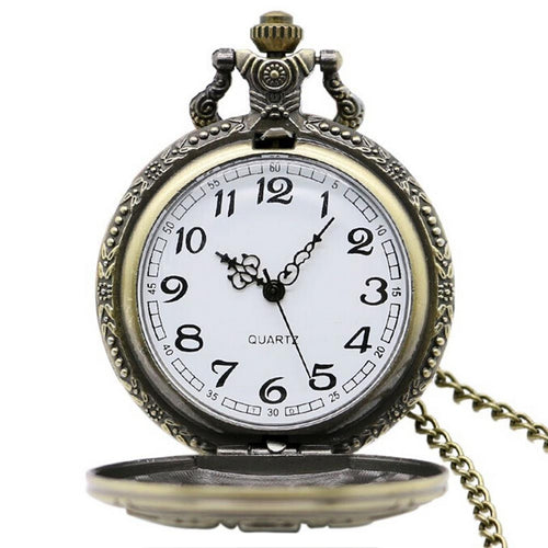 Antique Bronze Dad Pattern Quartz Pocket Watch Pendant Chain Necklace Fob Watch Father's Day Gift SM6