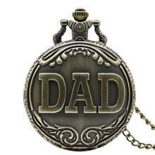 Antique Bronze Dad Pattern Quartz Pocket Watch Pendant Chain Necklace Fob Watch Father's Day Gift SM6