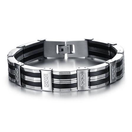 Black Best Friends Bangles Made Of Silicone   Stainless Steel Bracelet Men Classic Luxury Man Bracelets Male Jewelry SM6