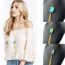 Bohemia Stone Necklace Colorful Tassel Pendant Tibetan Natural Stone Necklace Opal Turquoise Necklace SM6