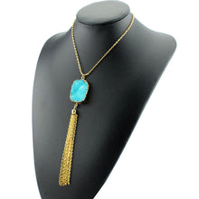 Bohemia Stone Necklace Colorful Tassel Pendant Tibetan Natural Stone Necklace Opal Turquoise Necklace SM6