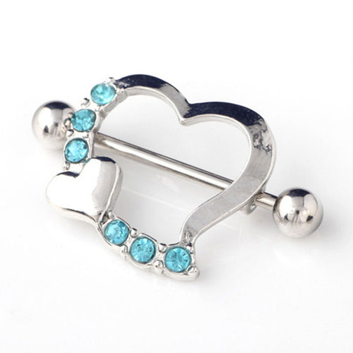 Crystal Rhinestone Heart Body Nipple Bar Barbell Pierce Ring Jewelr SM6