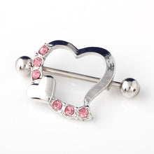 Crystal Rhinestone Heart Body Nipple Bar Barbell Pierce Ring Jewelr SM6