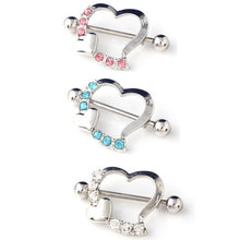 Crystal Rhinestone Heart Body Nipple Bar Barbell Pierce Ring Jewelr SM6