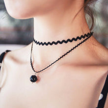 Double Layer Black Bead Pendant Short Wave Rope Necklaces for Women Elegant Gothic Statement Necklace Jewelry Gift SM6