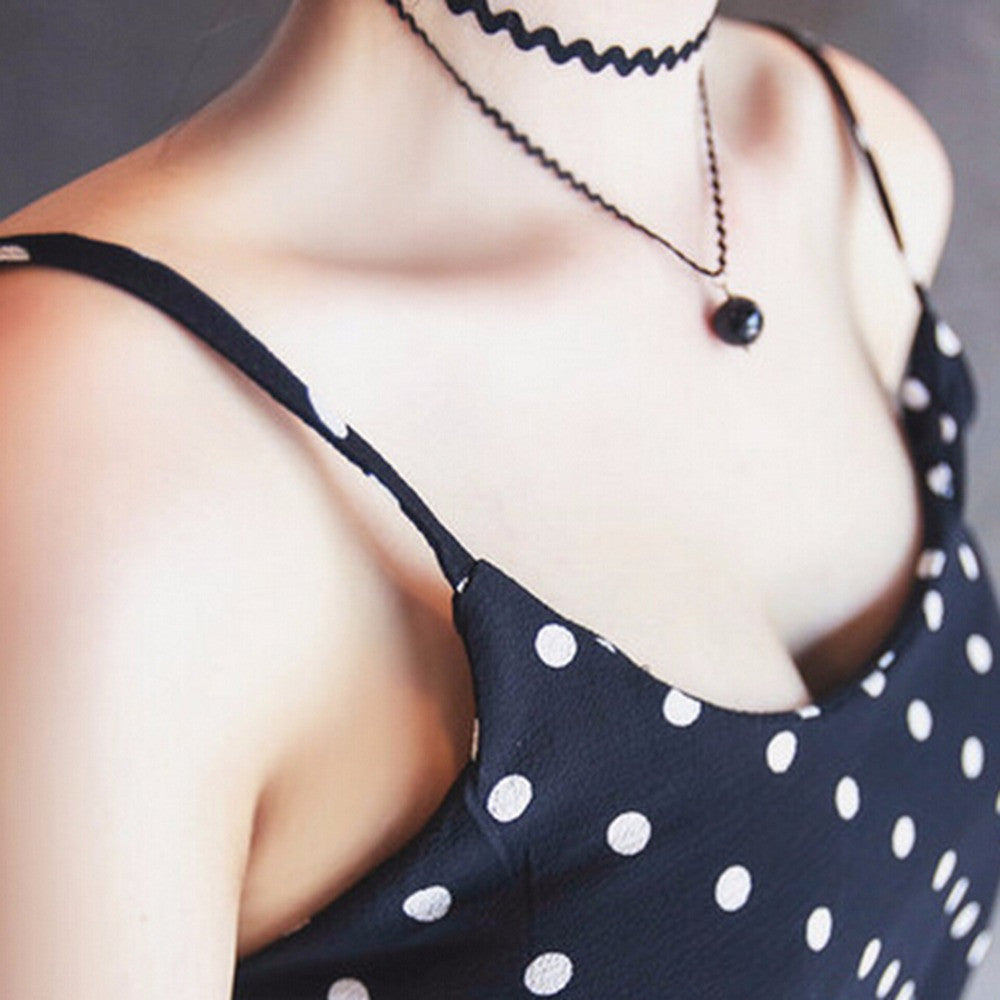 Double Layer Black Bead Pendant Short Wave Rope Necklaces for Women Elegant Gothic Statement Necklace Jewelry Gift SM6
