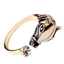Animal Rings Horse Head Crystal Women's Crystal Open Ring Jewelry  SM6