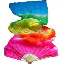 Colorful H  Made Women Belly Dancing Fans Tools Simulation Silk Bamboo Long Veils Fans for Women SM6