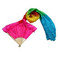 Colorful H  Made Women Belly Dancing Fans Tools Simulation Silk Bamboo Long Veils Fans for Women SM6