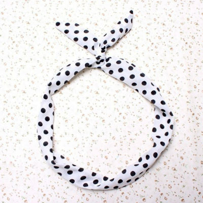 Cute Korean Dots Bunny Rabbit Ear Ribbon Headwear Hairb  Metal Wire Scarf Headb  Hair B  Accessories 6 Colors SM6