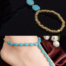 Natural Turquoise Stone Anklet Ankle Foot Bracelet Barefoot S als Anklets SM6