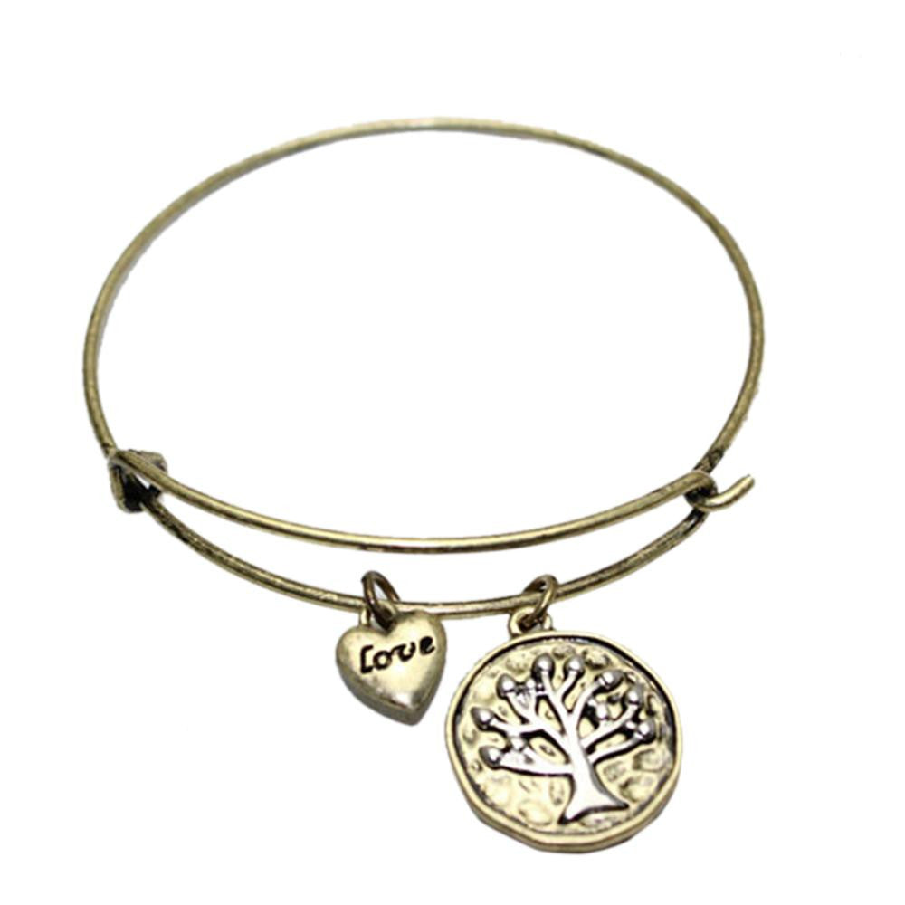 Style Alloy Trendy Bracelet Bangles Vintage Tree of Life Love Heart Bangle Gifts For Women girls SM6