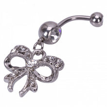 Piercing Navel Body Jewelry Surgical Steel Bowknot Design Rhinestone Belly Button Barbell Navel Ring Bar SM6