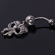 Piercing Navel Body Jewelry Surgical Steel Bowknot Design Rhinestone Belly Button Barbell Navel Ring Bar SM6