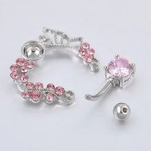 Pink Butterfly Crystal Flower Belly Ring Navel Studs Body Piercing Jewelry SM6