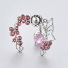 Pink Butterfly Crystal Flower Belly Ring Navel Studs Body Piercing Jewelry SM6