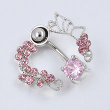 Pink Butterfly Crystal Flower Belly Ring Navel Studs Body Piercing Jewelry SM6