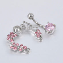 Pink Butterfly Crystal Flower Belly Ring Navel Studs Body Piercing Jewelry SM6