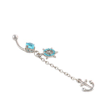 Rhinestone Navel Belly Bar Ring Ship Wheel Anchor Gem Dangle Barbell Piercing  SM6