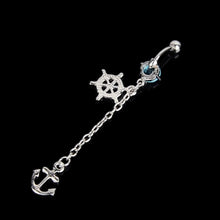 Rhinestone Navel Belly Bar Ring Ship Wheel Anchor Gem Dangle Barbell Piercing  SM6