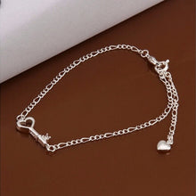 Silver Anklets Heart Key Foot Bracelet Ankle Chain Women  gift  SM6