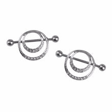 Women Men Body Jewelry Piercing Crystal Double Round Belly Bar Button Ring SM6