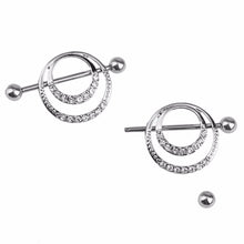 Women Men Body Jewelry Piercing Crystal Double Round Belly Bar Button Ring SM6