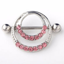 Women Men Body Jewelry Piercing Crystal Double Round Belly Bar Button Ring SM6