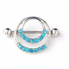 Women Men Body Jewelry Piercing Crystal Double Round Belly Bar Button Ring SM6