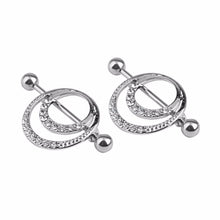 Women Men Body Jewelry Piercing Crystal Double Round Belly Bar Button Ring SM6