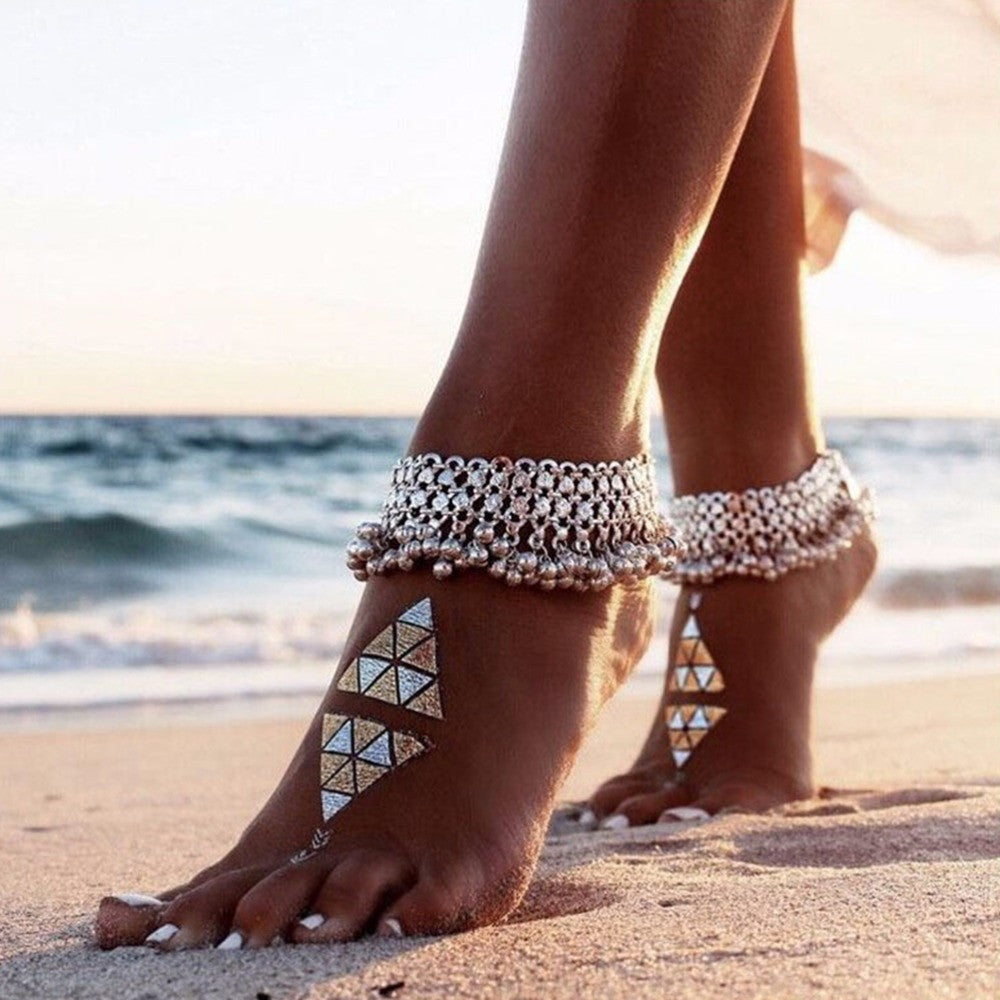 Vintage Silver Anklets For Women Bell Bohemian Ankle Bracelet Women Barefoot S als Foot Jewelry SM6