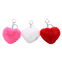 3 Colors Luxury Imitation Keychain Soft Heart Shape Ball PomPom Car H bag Key Ring  SM6