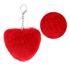 3 Colors Luxury Imitation Keychain Soft Heart Shape Ball PomPom Car H bag Key Ring  SM6