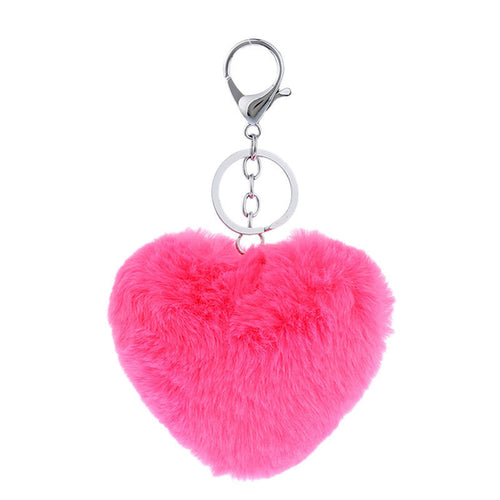 3 Colors Luxury Imitation Keychain Soft Heart Shape Ball PomPom Car H bag Key Ring  SM6