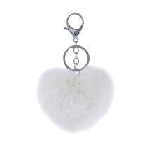 3 Colors Luxury Imitation Keychain Soft Heart Shape Ball PomPom Car H bag Key Ring  SM6