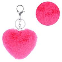 3 Colors Luxury Imitation Keychain Soft Heart Shape Ball PomPom Car H bag Key Ring  SM6