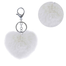 3 Colors Luxury Imitation Keychain Soft Heart Shape Ball PomPom Car H bag Key Ring  SM6