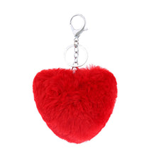 3 Colors Luxury Imitation Keychain Soft Heart Shape Ball PomPom Car H bag Key Ring  SM6