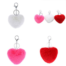 3 Colors Luxury Imitation Keychain Soft Heart Shape Ball PomPom Car H bag Key Ring  SM6